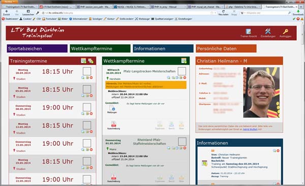 Screenshot Trainingstool